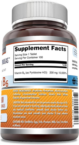 Image of Amazing Formulas Vitamin B6 | 200 Mg | 100 Tablets
