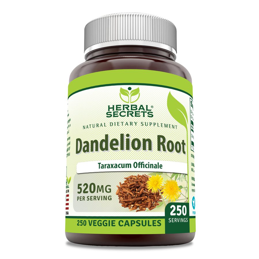 Herbal Secrets Dandelion Root | 520 Mg | 250 Veggie Capsules