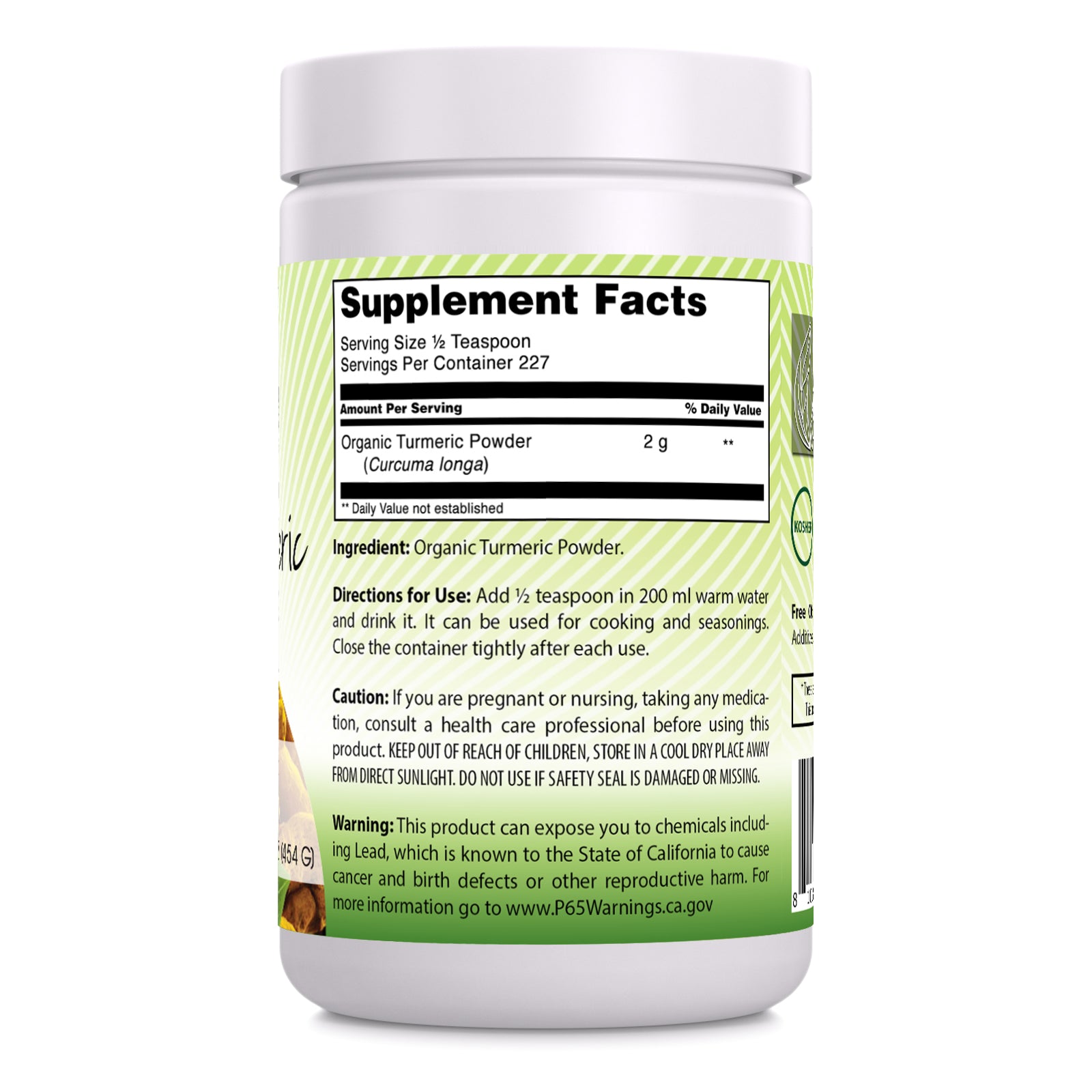 Amazing India Turmeric | USDA Organic | 16 Oz Powder | 2 Grams Per Serving