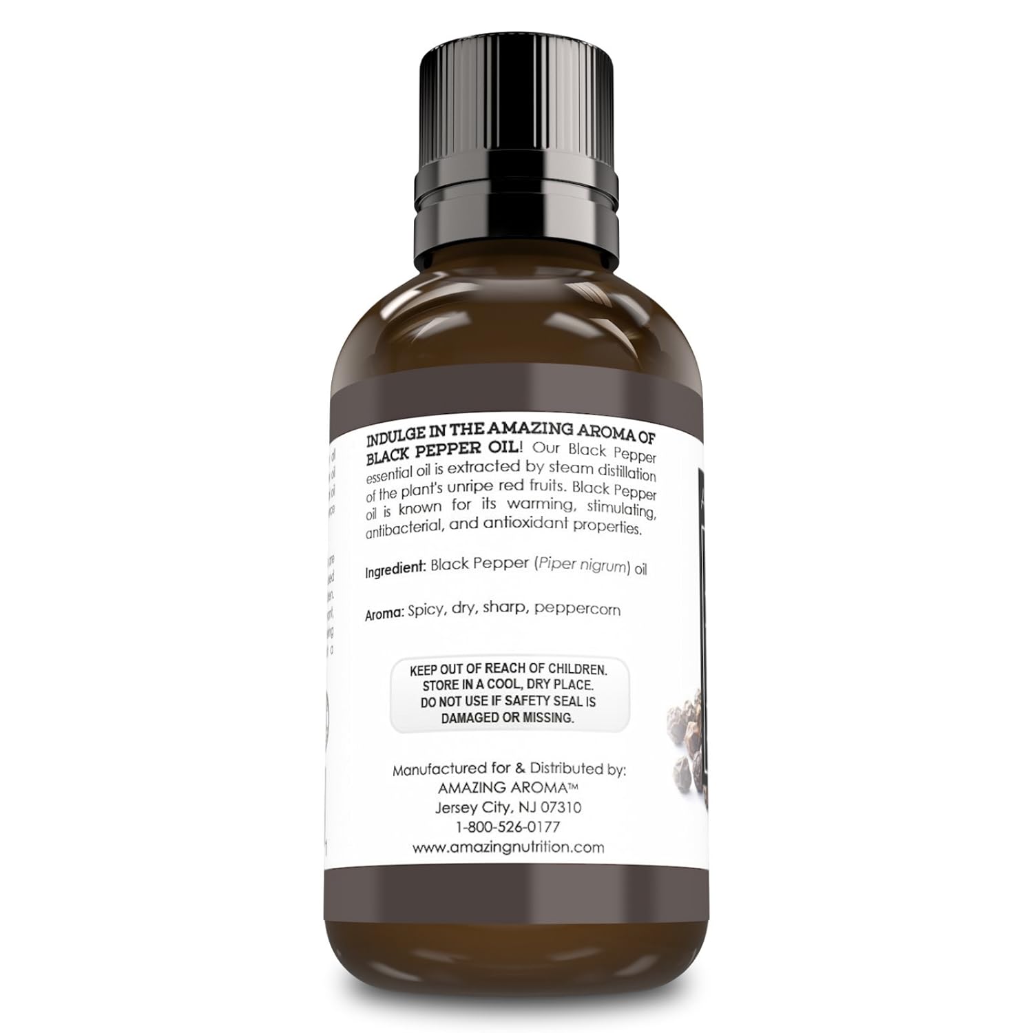 Amazing Aroma Black Pepper Essential Oil 2 Oz. Bottle 100% Pure, Undiluted Therapeutic Grade Oils Great For Aromatherapy Stimulating Massages & For Aromatherapy Diffusers