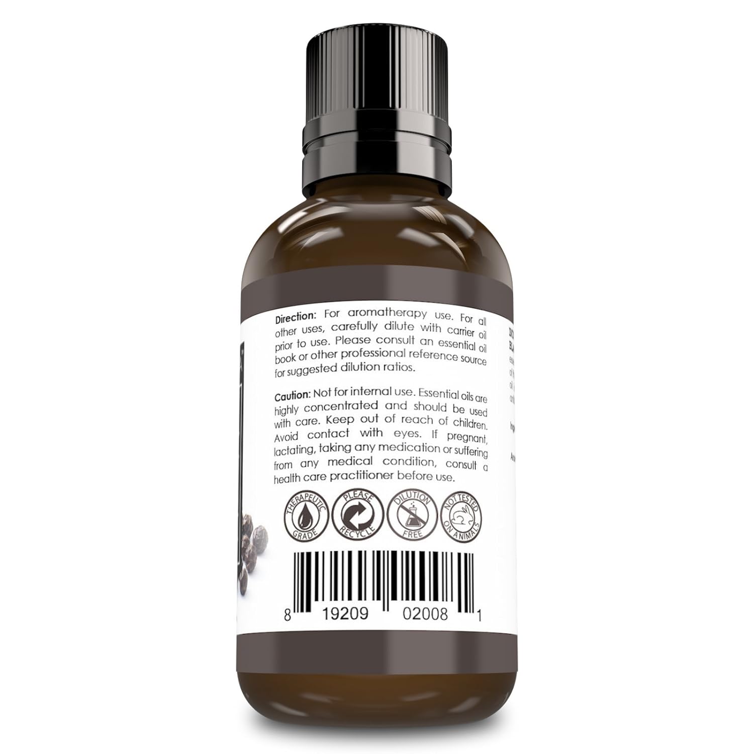 Amazing Aroma Black Pepper Essential Oil 2 Oz. Bottle 100% Pure, Undiluted Therapeutic Grade Oils Great For Aromatherapy Stimulating Massages & For Aromatherapy Diffusers