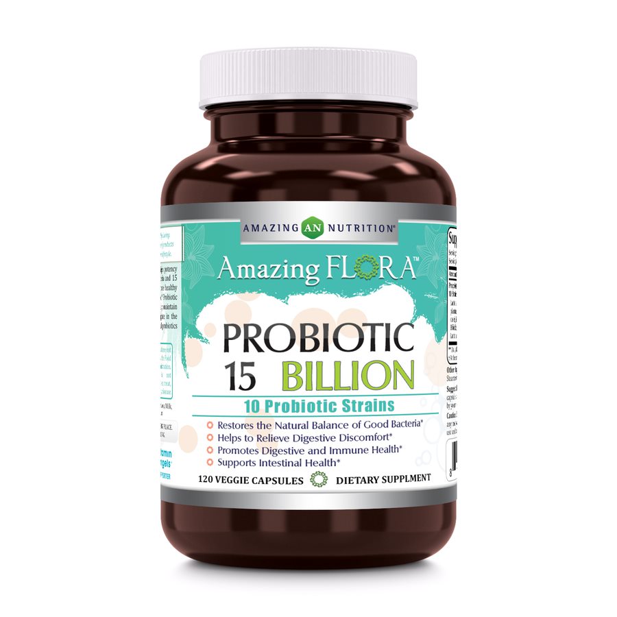 Amazing Flora Probiotic 15 Billion | 10 Strains | 120 Veggie Capsules