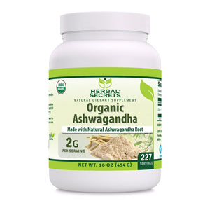 Herbal Secrets USDA Certified Organic Ashwaganda Root Powder | 16 Oz