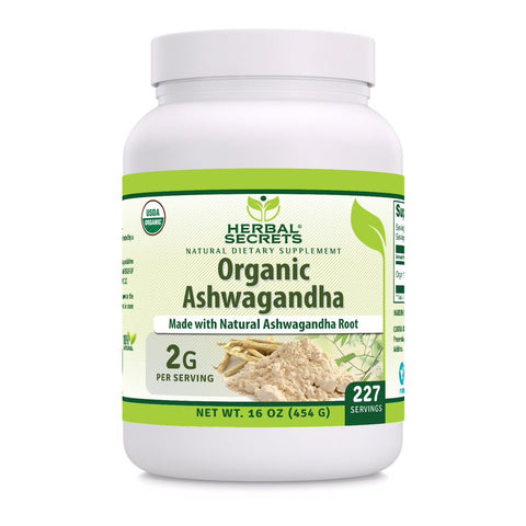 Image of Herbal Secrets USDA Certified Organic Ashwaganda Root Powder | 16 Oz