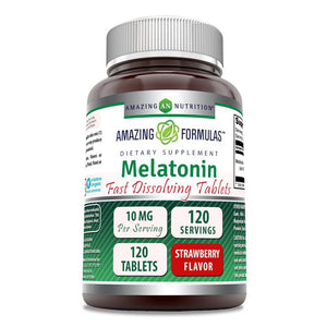 Amazing Formulas Melatonin Quick Dissolve | 10 Mg | 120 Tablets | Strawberry Flavor