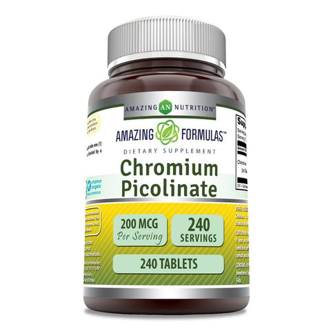 Amazing Formulas Chromium Picolinate | 200 Mcg | 240 Tablets