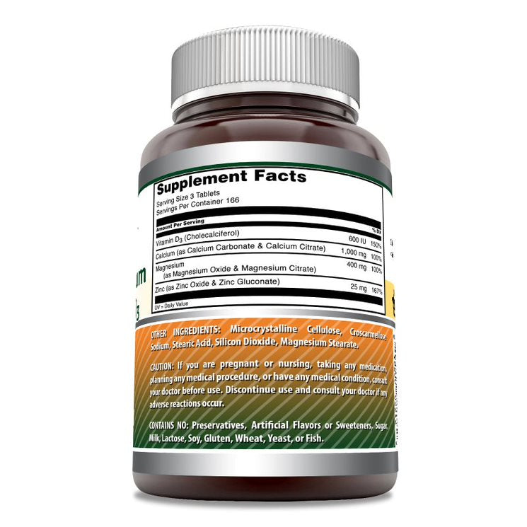 Amazing Formulas Calcium Magnesium Zinc + Vitamin D3 | 500 Tablets