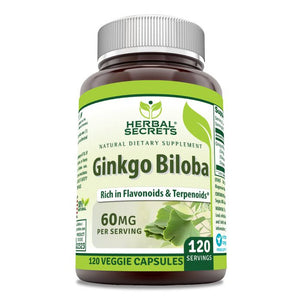 Herbal Secrets Ginkgo Biloba | 60 Mg | 120 Veggie Capsules