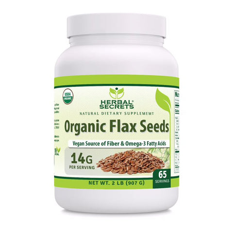 Image of Herbal Secrets USDA Certified Organic Flax Seeds | 2 Lbs 14 G Per Serving |  Raw Vegan Gluten Free