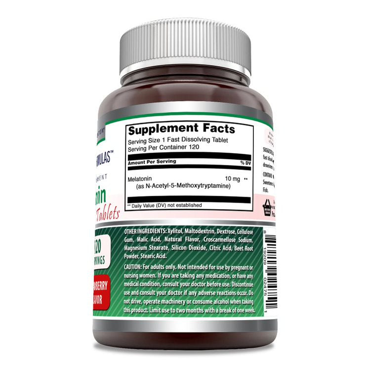 Amazing Formulas Melatonin | 10 Mg | 120 Fast Dissolving Tablets | Strawberry Flavor