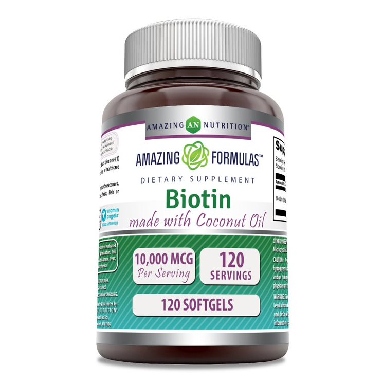 Amazing Formulas Biotin Made with Coconut Oil | 10,000 Mcg | 120 Softgels