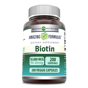 Amazing Formulas Biotin | 10000 Mcg | 200 Capsules