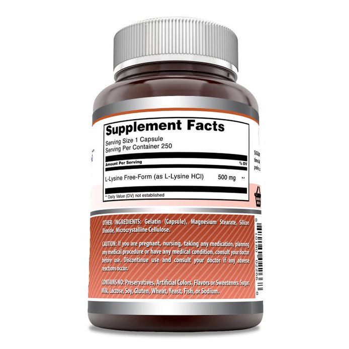 Amazing Formulas L-Lysine | 500 Mg | 250 Capsules