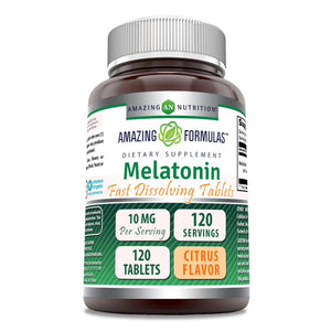 Amazing Formulas Melatonin | 10 Mg | 120 Tablets | Citrus Flavor