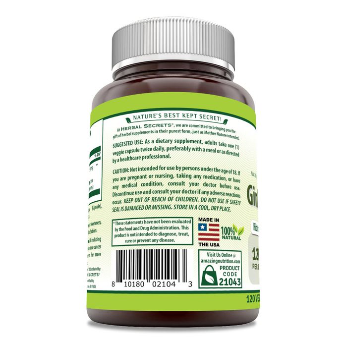 Herbal Secrets Ginkgo Biloba | 120 Mg | 120 Veggie Capsules