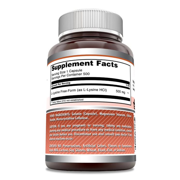 Amazing Formulas L-Lysine | 500 Mg | 500 Capsules