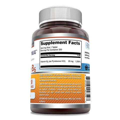 Image of Amazing Formulas Vitamin B6 Dietary Supplement | 25 Mg | 250 Tablets