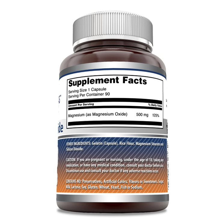 Amazing Formulas Magnesium Oxide | 500 Mg | 90 Capsules