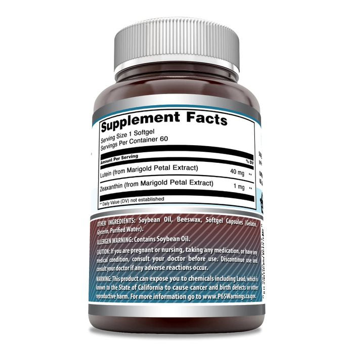 Amazing Formulas Lutein with Zeaxanthin | 40 Mg | 60 Softgels