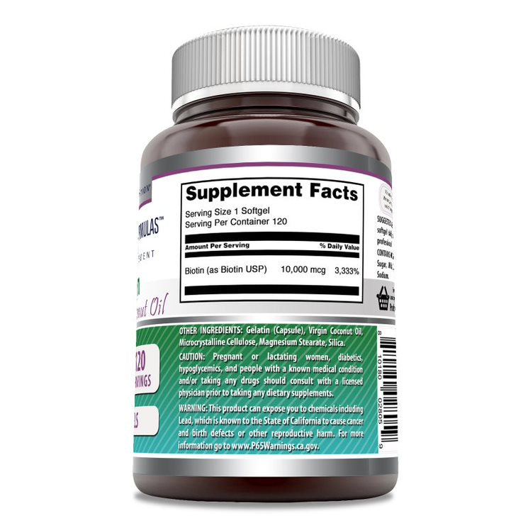 Amazing Formulas Biotin Made with Coconut Oil | 10,000 Mcg | 120 Softgels