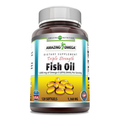 Image of Amazing Omega Triple Strength Fish Oil | 1360 Mg | 120 Softgels