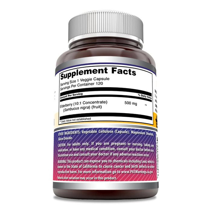 Amazing Formulas Elderberry | 500 Mg | 120 Veggie Capsules