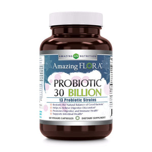 Amazing Flora Probiotic 30 Billion | 13 Strains | 60 Vegetarian Capsules