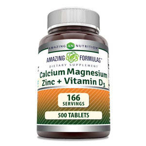 Amazing Formulas Calcium Magnesium Zinc + Vitamin D3 | 500 Tablets