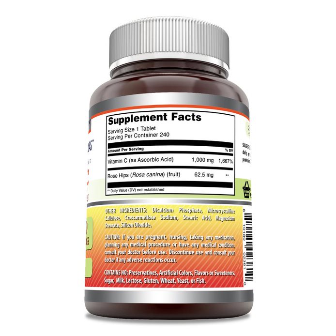 Amazing Formulas Vitamin C with Rose Hips | 1000 Mg | 240 Tablets