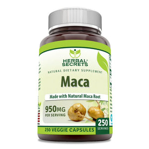 Herbal Secrets Organic Maca | 950 Mg |  250 Veggie Capsules