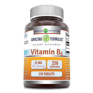 Amazing Formulas Vitamin B6 Dietary Supplement | 25 Mg | 250 Tablets