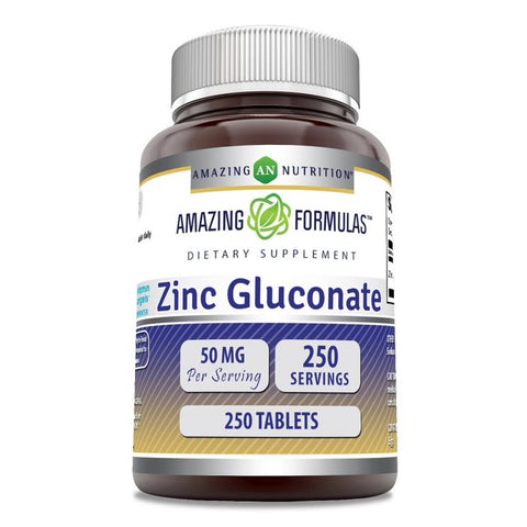Amazing Formulas Zinc Gluconate | 50 Mg | 250 Tablets