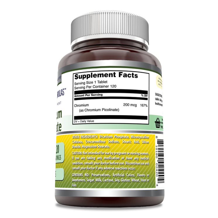 Amazing Formulas Chromium Picolinate | 200 Mcg | 120 Tablets