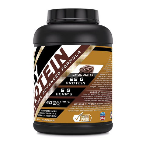 Image of Amazing Muscle Whey Protein Isolate & Concentrate | 5 Lbs | Chocolate
