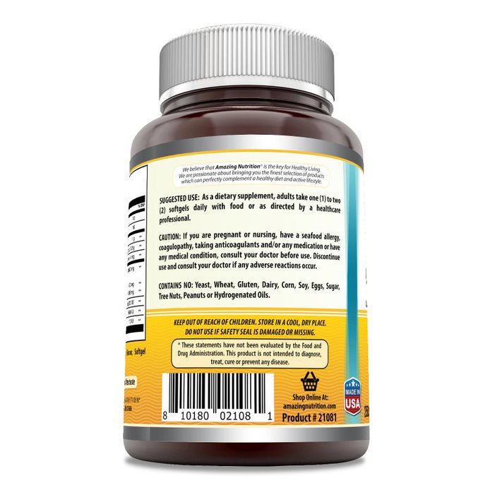 Amazing Omega Norwegian Cod Liver Oil | 1000 Mg | 250 Softgels | Orange Flavor