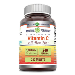 Amazing Formulas Vitamin C with Rose Hips | 1000 Mg | 240 Tablets