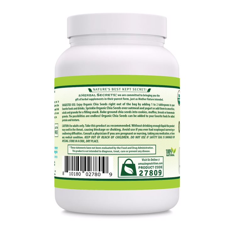Herbal Secrets Chia Seeds | 2 Lb | 12 Grams per Serving | 76 Servings | USDA Organic