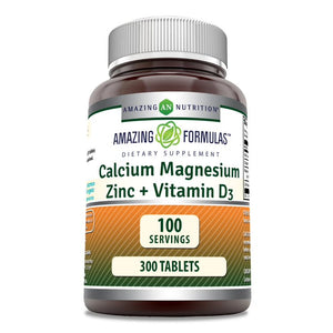 Amazing Formulas Calcium Magnesium Zinc + Vitamin D3 | 300 Tablets
