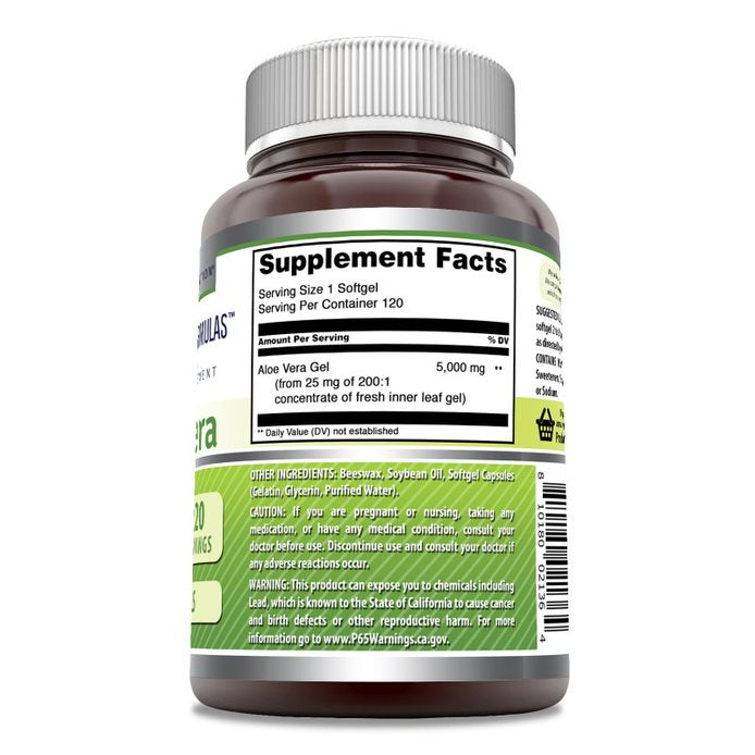 Amazing Formulas Aloe Vera | 5000 Mg | 120 Softgels