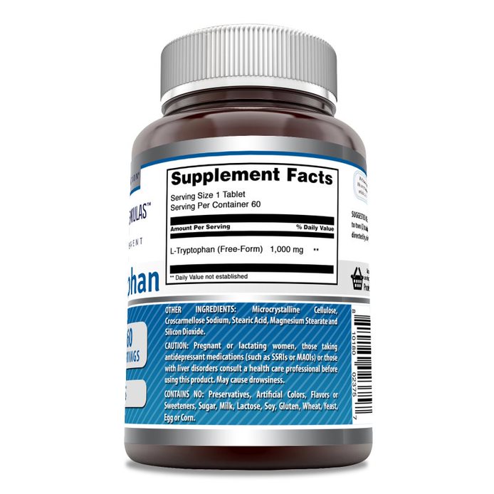 Amazing Formulas L-Tryptophan | 1000 Mg | 60 Tablets