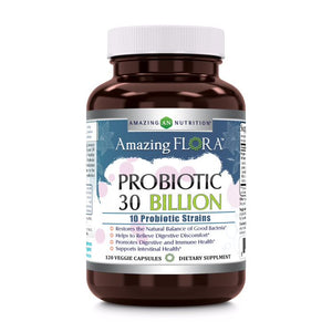 Amazing Flora Probiotic 30 Billion | 10 Strains | 120 Veggie Capsules