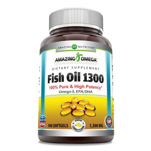 Amazing Omega Fish Oil | 1300 Mg | 180 Softgels | Lemon Flavor