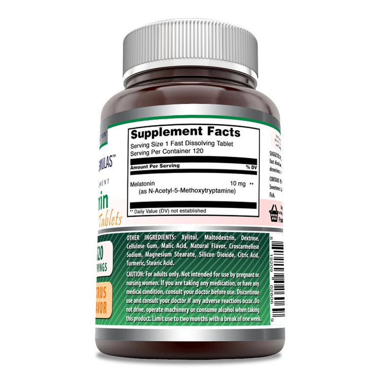 Amazing Formulas Melatonin | 10 Mg | 120 Fast Dissolving Tablets | Citrus Flavor