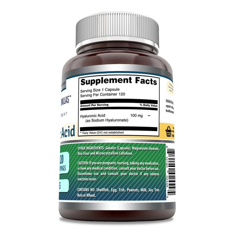 Amazing Formulas Hyaluronic Acid | 100 Mg | 120 Capsules