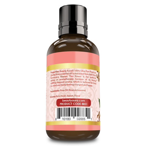 Image of Beauty Aura Premium Collection - 100 Percent Ultra Pure Rose Oil - 1 Fluid Ounce