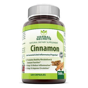 Herbal Secrets Cinnamon - 500 Mg, 120 Capsules - Amazing Nutrition
