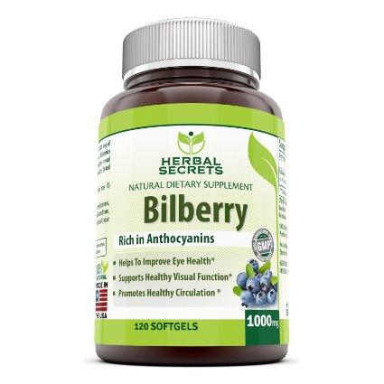 Herbal Secrets Bilberry Fruits - 1000Mg, 120 Softgels - Amazing Nutrition