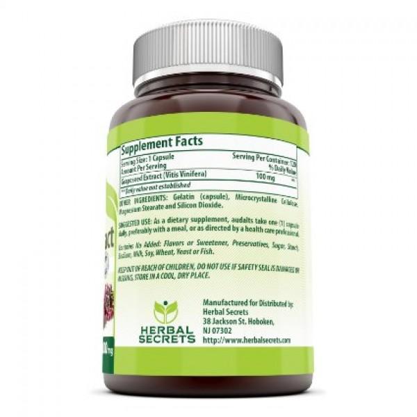 Herbal Secrets Grapeseed Extract 100 Mg 120 Capsules