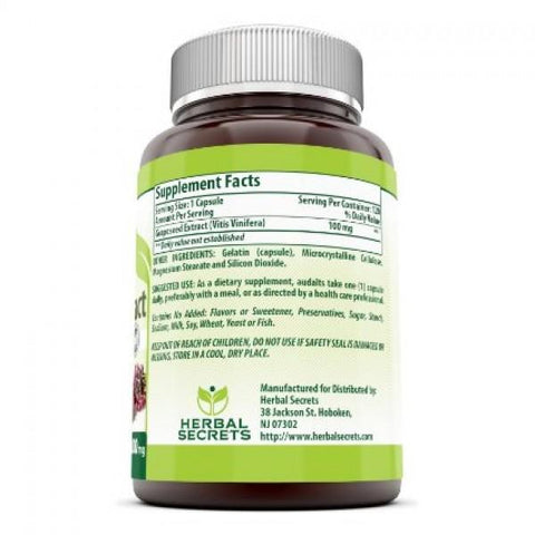 Image of Herbal Secrets Grapeseed Extract 100 Mg 120 Capsules