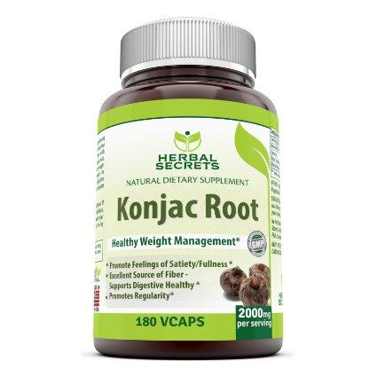 Herbal Secrets Konjac Root - 2000 Mg, 180 Vegi Capsules - Amazing Nutrition